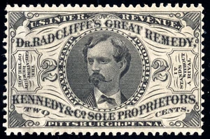 US RS157c 2c Private Die Medicine Stamp 1871 Kennedy & Co. pink paper PSAG cert - Picture 1 of 3