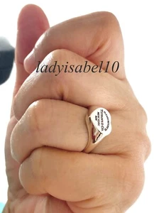 Sz 7.25 Return To Tiffany & Co. Signet Heart Ring Ag925 Silver w/ Pouch - Auth. - Picture 1 of 11