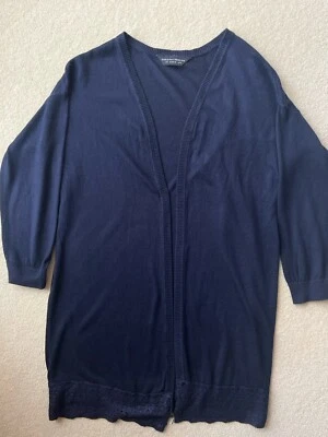 Womens Dorothy Perkins Navy Blue Cardigan Size 12. Long Line - Image 1 of 4
