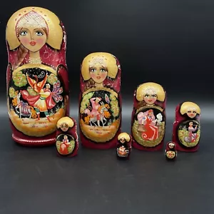 Russian Nesting Doll Matryoshka 7 Pc Handpainted ~Signed~ Ceprueb Noca - Picture 1 of 8