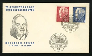 Germany (Berlin) FDC sc 9N263-9N264 Heinrich Lubke 1967 First Day Cover - Picture 1 of 2