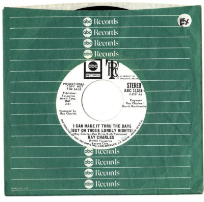 RAY CHARLES - I CAN MAKE IT THRU THE DAYS. U.S. ORIG 1973 SOUL 7" "PROMO". EX+ - Image 1 of 2