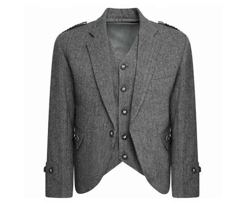 VETEMENTS Giacca kilt Argyle grigio scozzese tweed lana con gilet matrimonio giacca argyll