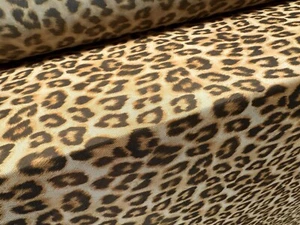 Power Mesh Net Stretch Spandex Fabric, Per Metre - Leopard Print - Gold & Stone - Picture 1 of 3