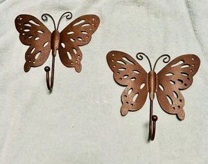 2er Set Braun Metall Schmetterling Wandhaken Vorhang Raffhalter Boho Skurril - Bild 1 von 14