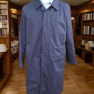 Paul Stuart OverCoat Size 42 Blue cotton Wool Cashmere Liner Trenchcoat Large - Picture 1 of 24
