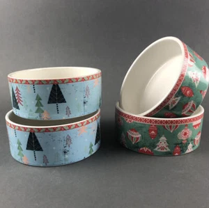 Fitz and Floyd Cottage Christmas Snack Bowls Set of 4 - Picture 1 of 4