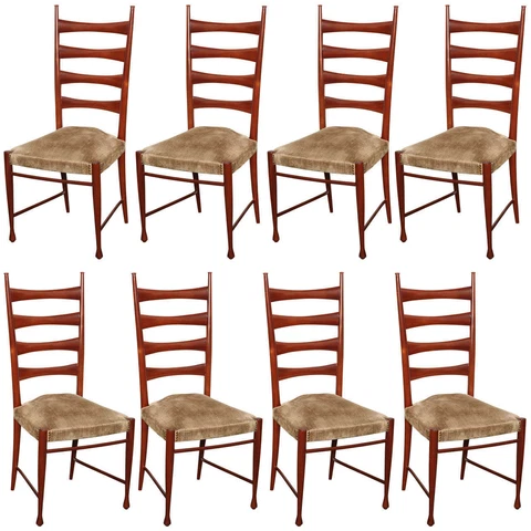 Set of Eight Mahogany Dining Chairs by Paolo Buffa, Italy, 1955 Cover
