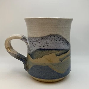 Art Pottery Mug Oversized W Landscape Scene Stoneware 5.25” Tall Hazelton Jones - Picture 1 of 9
