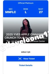yves apple cinnamon crunch tour in north america chicago tickets - Picture 1 of 2