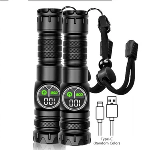 2pack 10000LM White Laser LED Flashlight Torch COB Side Light Zoom USB Charging - Picture 1 of 18