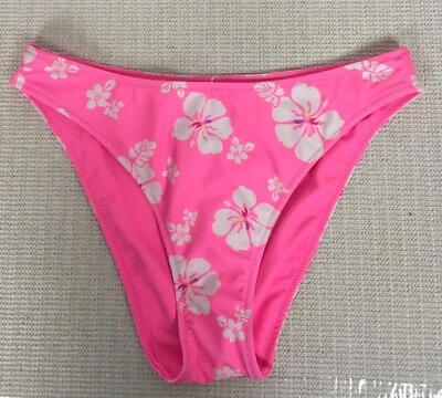 Parte inferior de bikini No Boundaries talla M 7 9 rosa blanco piruleta descarada reversible nueva Foto 1 de 4