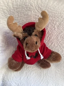 Adorable Brown Moose Plush 12” w/Red Removable Sweater Stuffed Animal Circa 2018 - Picture 1 of 12