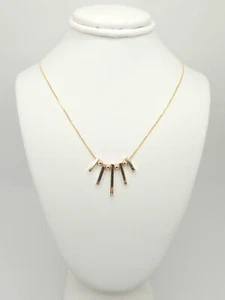 14K Yellow Gold Alternating Bar & Bead Pendant Necklace - RL123 - Picture 1 of 7