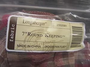 LONGABERGER 7" Round Keeping Basket Liner Orchard Park Plaid  Fabric - Picture 1 of 1