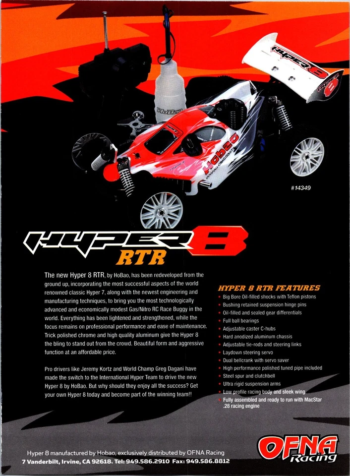 HoBao RC Hyper 8 RTR Nitro Race Buggy Print Ad Wall Art Decor OFNA - Image 1 of 1