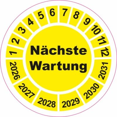 DIE-STICKERBAR Nächste Wartung Prüfung 20mm gelb Nächster Prüftermin UVV Prüfplaketten Plakette