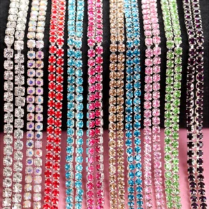 DIY Crystal 10 Yard Silver Glass Rhinestone Close Chain Clear Trim Sewing Craft - Picture 1 of 24