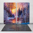 Glass Chopping Cutting Board  Painting Forest Trees Snow River Sunset 2x30x52 cm