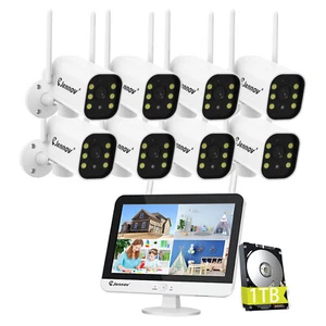 Wireless 5MP Security Camera System Two Way Audio IP66 Outdoor H.265+ 10CH NVR - Picture 1 of 23