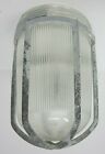 Industrial Light 5.25" Fitter Aluminum Cage 7.5" Long Vintage Ribbed Clear Glass