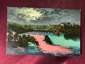 ca. 1910 RHEINFALL bei bengalischer Erleuchtung-Photoglob Zürich-PK/AK-6 - Picture 1 of 2