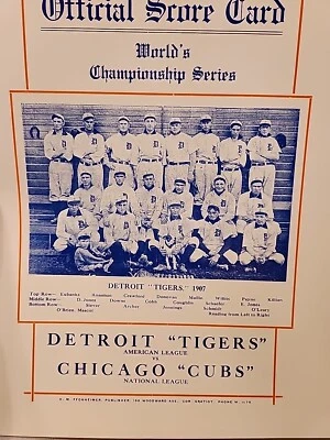 1907 Detroit Tigers vs Chicago Cubs World's Championship Series Program - Repro - Image 1 of 4