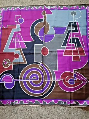 VTG 1970 EMILIO PUCCI Multi VIBRANT ABSTRACT Geometric Silk Square Scarf - Image 1 of 4