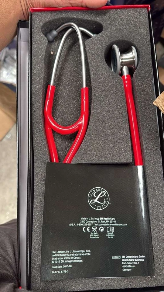 3M Littmann Cardiology IV Stethoscope, 5627,  Red Silver Chestpiece  27" - Image 1 of 1