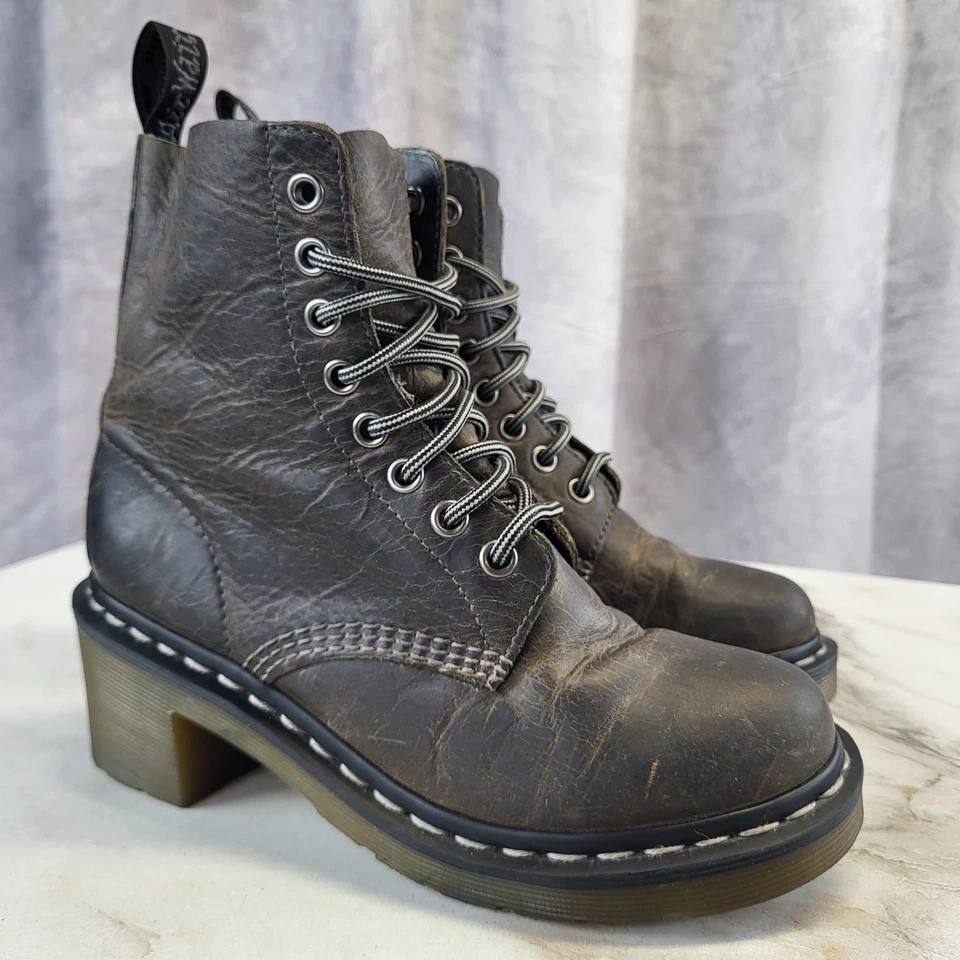 Dr. Martens CLEMENCY коренастый 8 глаз кружева ботинки женщин США размер 5 коричневый - Изображение 1 из 4