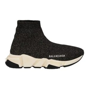 Balenciaga Mujer Calcetín de Velocidad Zapatilla Negro Dorado Parte Superior Baja Nylon EU35 RRP735 - Imagen 1 de 12