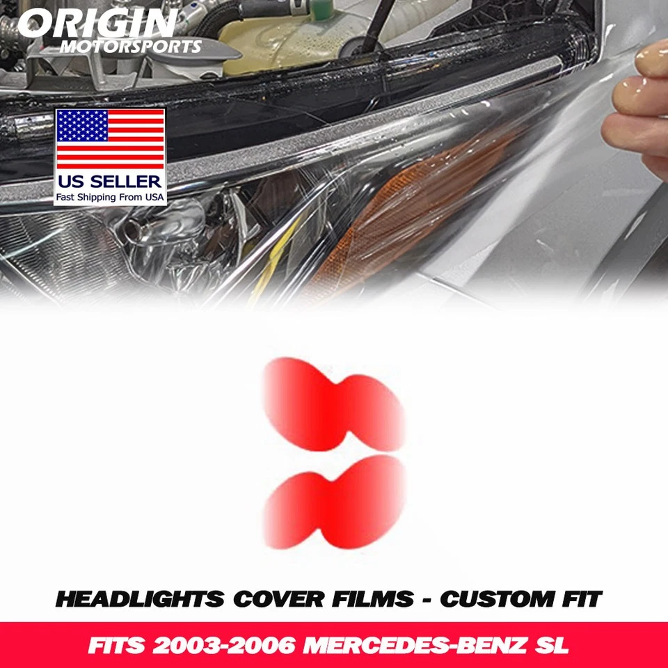 Kit de película de sujetador cubiertas transparentes de protección de faros precortados PPF para 2003-2006 SL. Foto 1 de 4