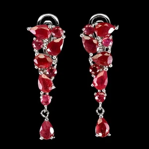 Orecchini in argento sterling 925 pera rubino 6x4 mm gioielli con pietre... - Foto 1 di 14