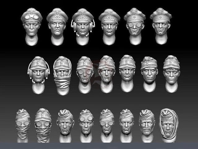 Peddinghaus 1/35 German Wehrmacht Soldier and Officer Heads WWII (21 heads) 4285 - Image 1 of 1