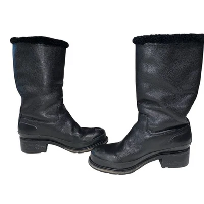Botas de invierno Hunter para mujer negras forradas de piel de oveja tacón grueso talla 7 Foto 1 de 4