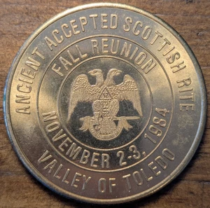 1984 Toledo, Ohio OH Ancient Accepted Scottish Rite Knights Templar Token - Picture 1 of 4