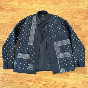 The Kooples Quilted Bandana Pocket Snap Button Jacket Navy  MENS SIZE XLARGE - Picture 1 of 8