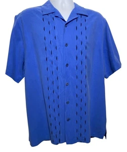 Nat Nast Luxus Originals Seidenhemd Herren Large Blau Knopfleiste Kurzarm - Bild 1 von 13