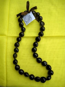 Hawaii Wedding / Graduation Kukui Nut Lei Luau Hula Necklace ~ BROWN ( QTY 2 ) - Picture 1 of 6