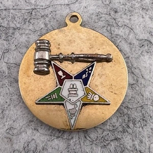 Order Of The Eastern Star OES Gold Tone Pendant Vintage Gavel Star Logo - Picture 1 of 3