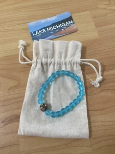 Home Bracelets - Lake Michigan Turquosie Stones Handcrafted Earth Bead Bracelet - Picture 1 of 3