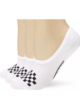 Vans Womens Girls Basic Canoodle No Show Socks (Shoe Size 6.5-10White/Black - Image 1 of 4