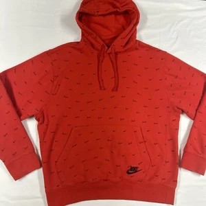 Men's Medium Nike All Over Swoosh Pattern Long sleeve Hoodie Pullover W/ Pockets - Picture 1 of 10