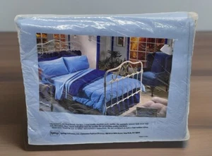 Vtg Springmaid Queen Flat Sheet Cotton Poly No Iron Luxury 180 Thread Baby Blue - Picture 1 of 3