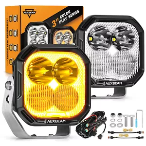 2X AUXBEAM 3"Inch LED Work Light Cube Pods OffRoad Lights Truck Driving FOG DRL - Picture 1 of 12