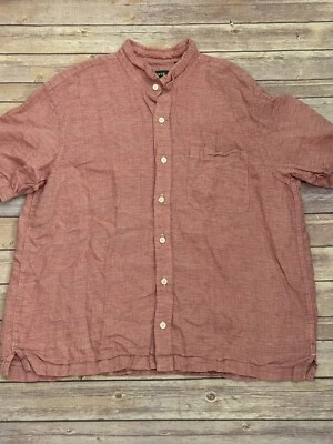 Orvis Mens Size XL Short Sleeve Red Button Up Linen Shirt - Image 1 of 4