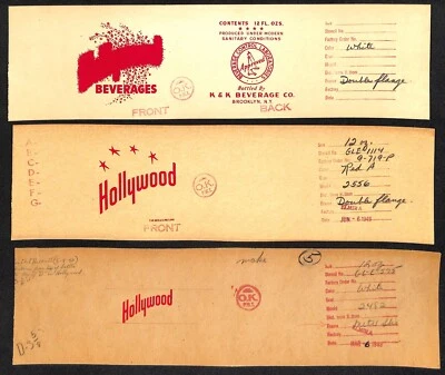Tarjetas índice molde plantilla impresora botella ACL Hollywood Beverages Brooklyn 1940 Foto 1 de 2