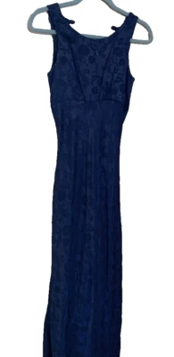 All That Jazz Womens A Line Maxi Dress Blue Floral Scoop Zipper Vintage 5/6 - Image 1 of 4