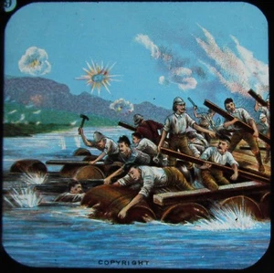 Glass Magic Lantern Slide THE BOER WAR OF 1900 NO9 C1900 DRAWING BATTLE BATTLE - Picture 1 of 2