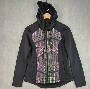 Fila Sport Jacket Women Extra Small Black Softshell Full Zip Hooded Fleece Lined - Picture 1 of 20